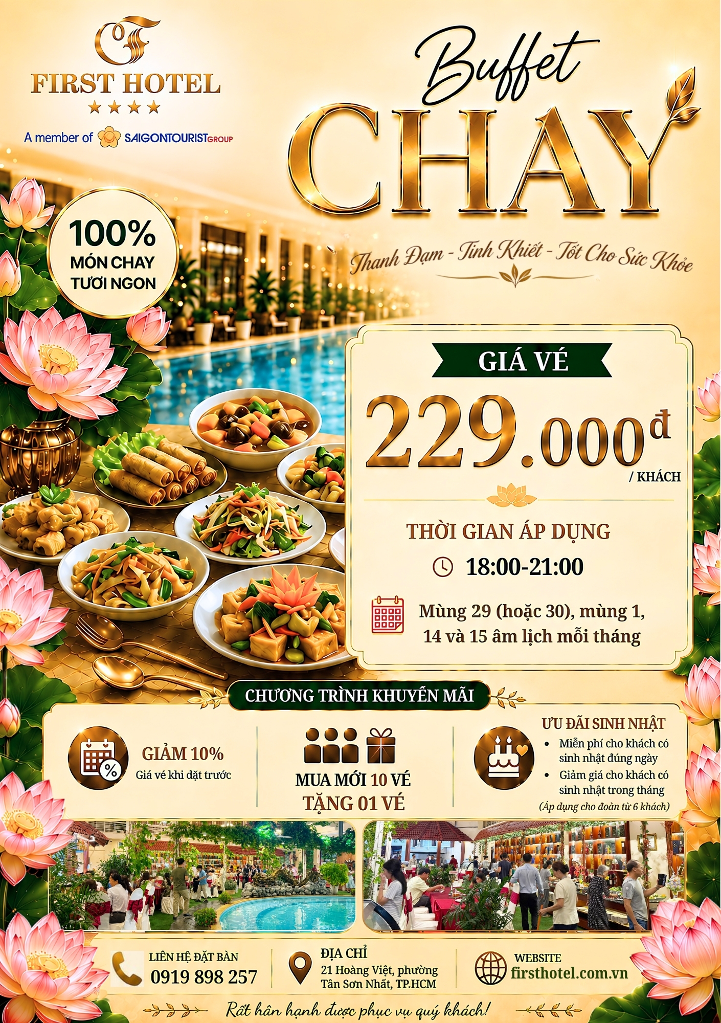 Buffet chay 229K tại Hoa Viên Đệ Nhất