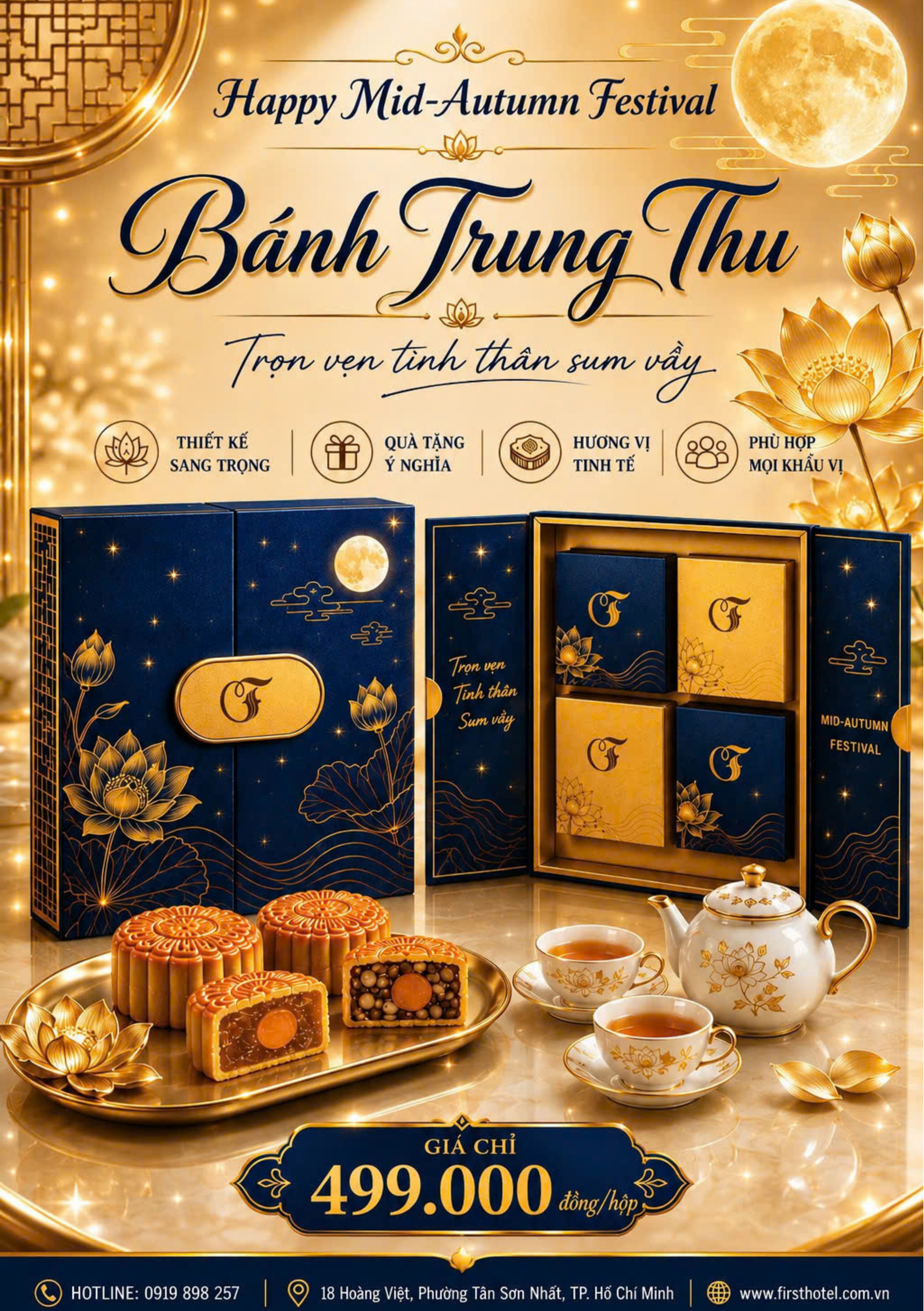 Bánh Trung Thu 499.000đ/hộp 4 bánh, tự chọn vị theo ý thích. Đ