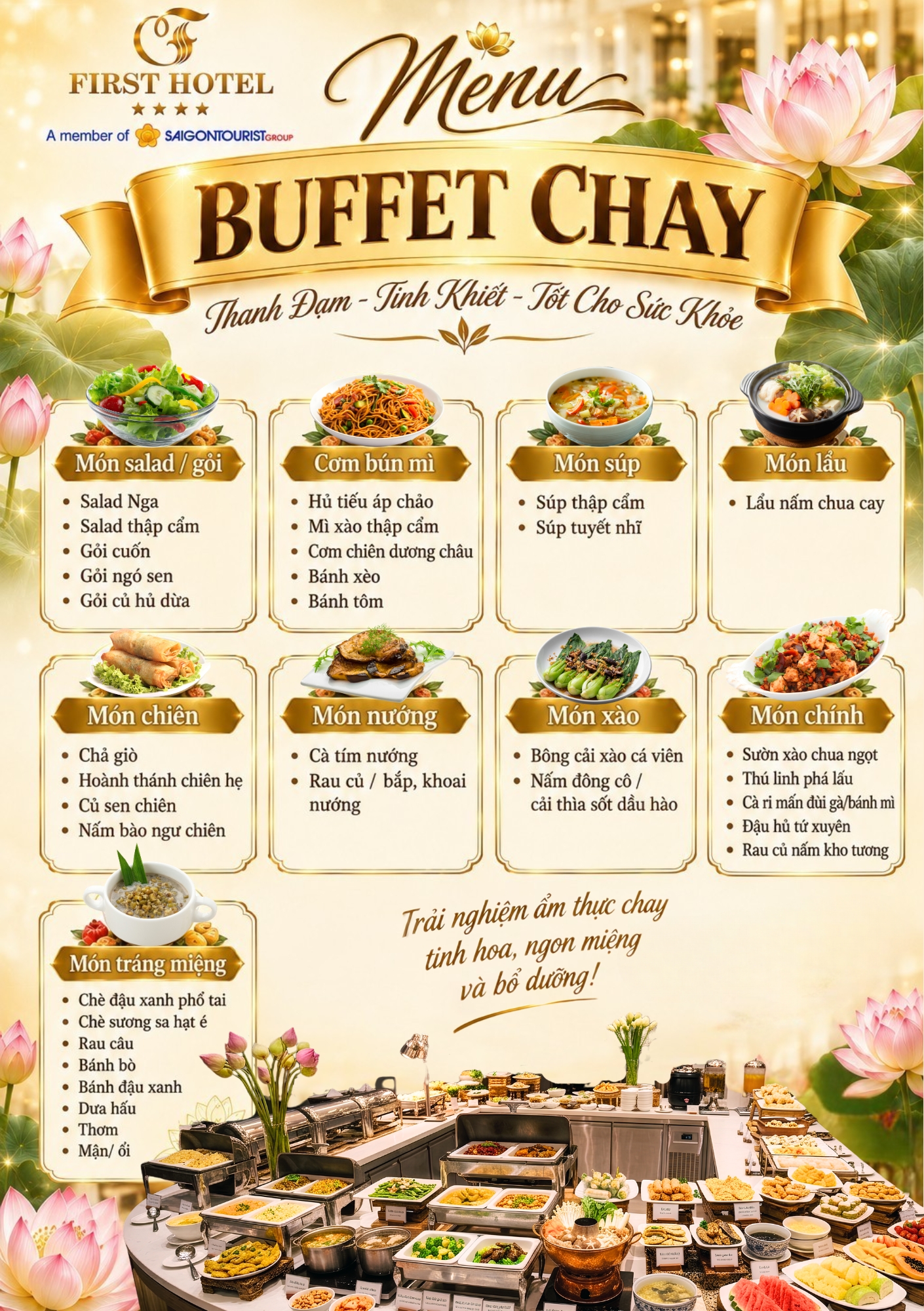 Menu buffet chay tại Hoa Viên Đệ Nhất